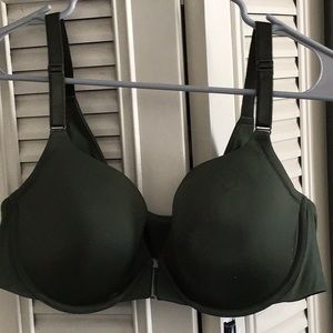 Wired front fasten olive green bra
